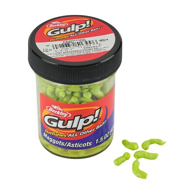 Berkley Gulp Maggot 1.5 oz. Jar ~ Chartreuse ~ Panfish & Trout Fishing Lure Bait