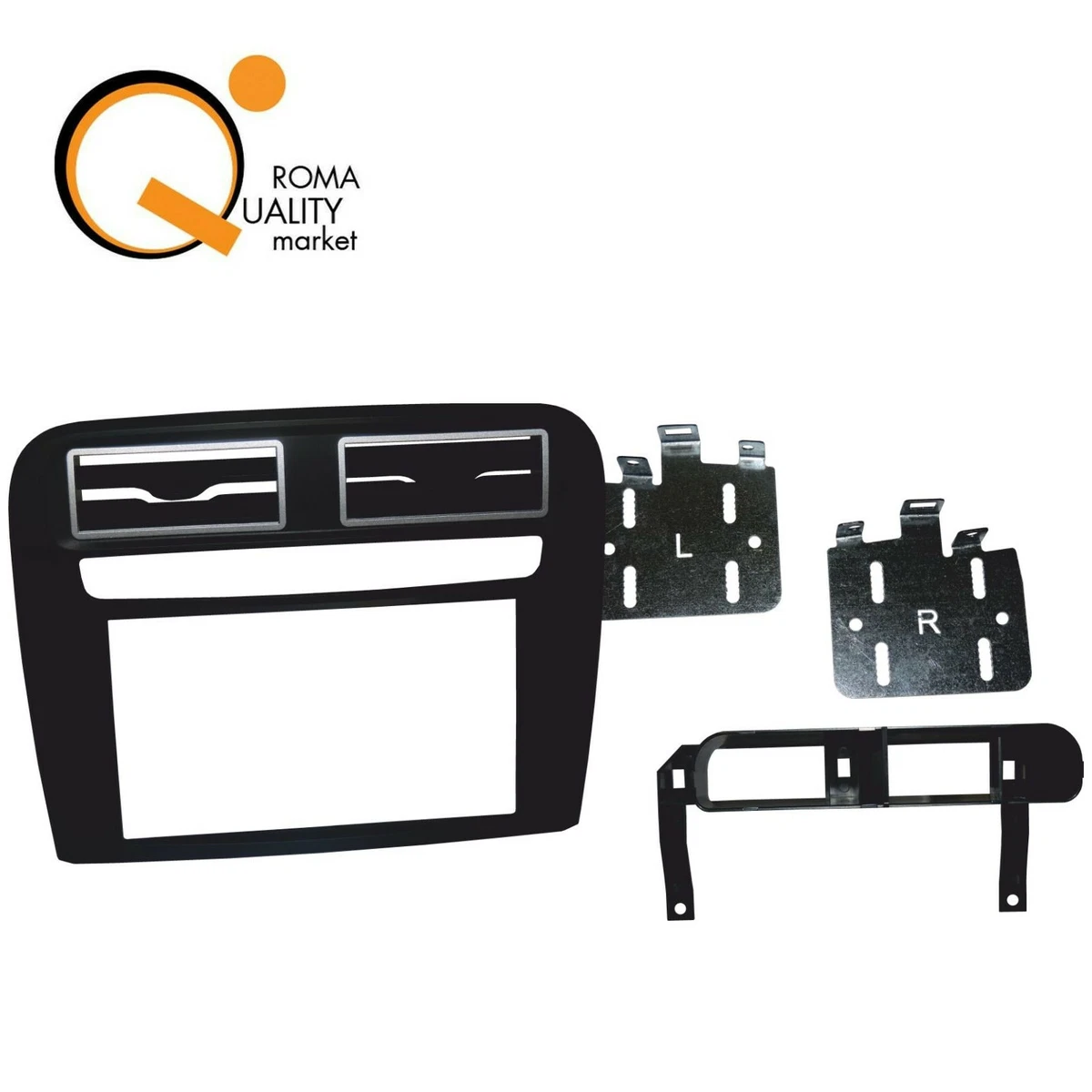 Mascherina Autoradio 2 DIN Per Fiat Grand Punto 2005-2009 – Telaio Regolabile In ABS Nero/argento, Montaggio Lato Sinistro
