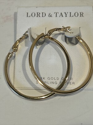 NEW Lord Taylor 18K Gold over Sterling LARGE Hoop Earrings