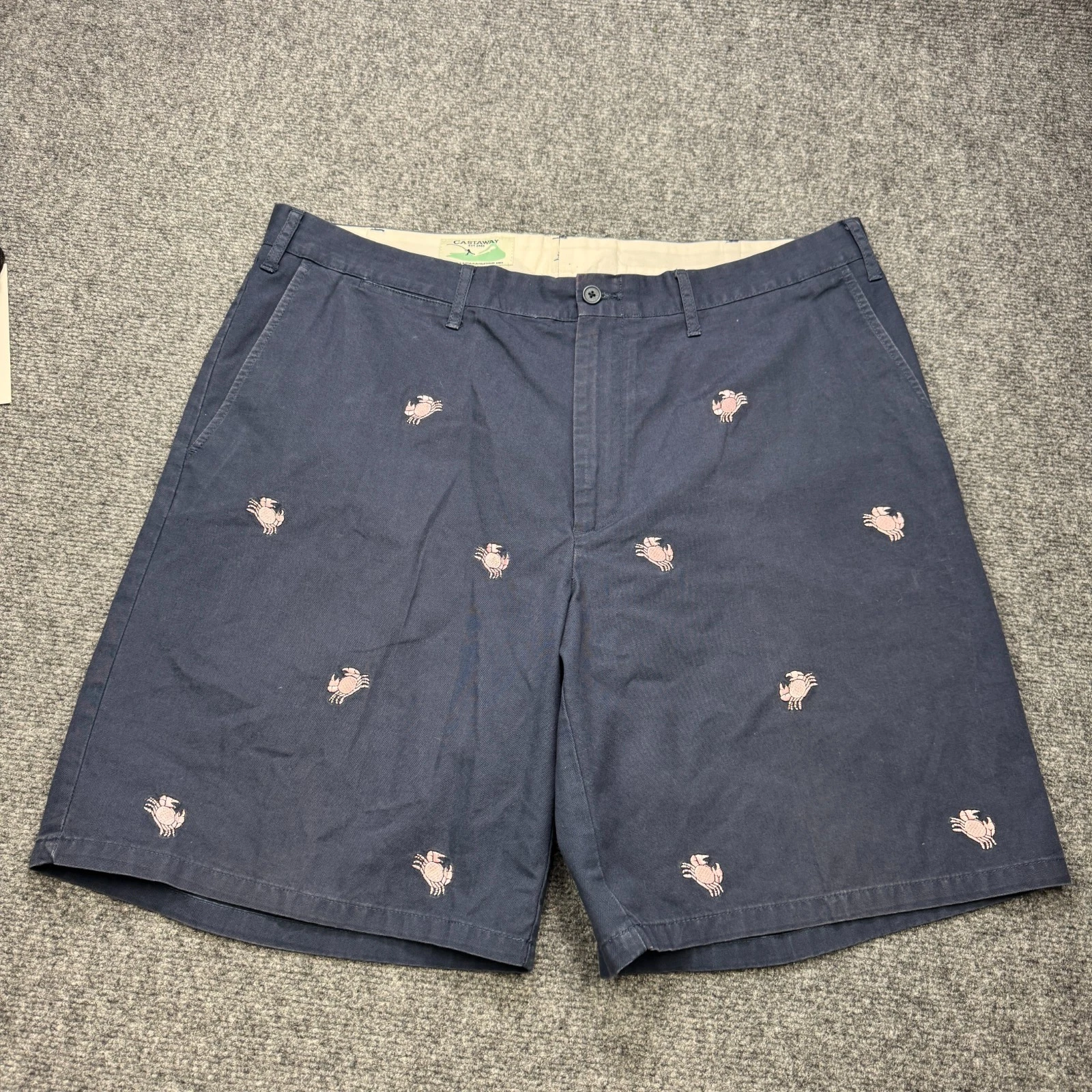 Castaway Nantucket Island Shorts Mens 38 Blue Crabby Chinos