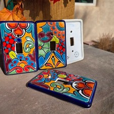 Mexican Talavera pottery Single Toggle light switch Cover  Folk Art