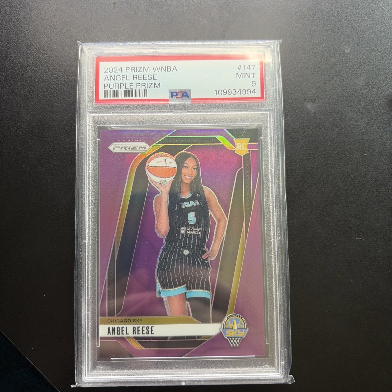 2024 PANINI PRIZM WNBA PURPLE PRIZM #147 ANGEL REESE ROOKIE RC /149 PSA 9 view 2