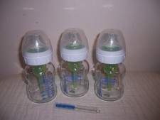 Dr. Brown's Anti-Colic Options Wide-Neck Glass Baby Bottle, 9oz 3 pack