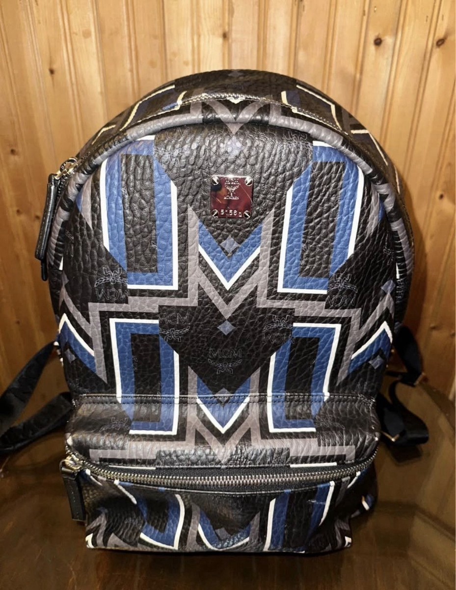 MCM Stark Backpack Visetos Gunta M Stripe Medium Black