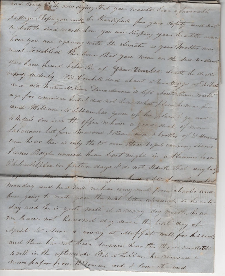 GREAT BRITAIN CREETOWN 1853 BOX CANCEL STAMPLESS COVER & LETTER TO US MASS. - Image 4 of 4