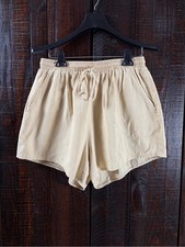 Women s Tan High Waist Airy-Cotton Retro Vintage Shorts Size Large