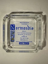 Vintage Clear Glass Ashtray Restaurantes Franceses Normandie Mexico D.F. 3 5/8"