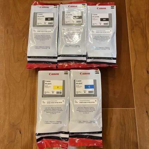 Canon PFI-207 genuine Ink Cartridges BK/C/Y 5-piece set【Expired : 2020】 - 第 1/3 張圖片