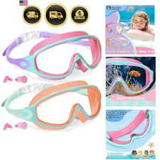 2 Pack Kids Swim Goggles for 3-15 UV Protection Anti-Fog Pool Water Swimming ...