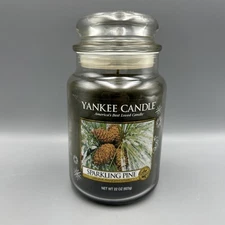 Yankee Candle Sparkling Pine 22 oz Jar Candle Green Holiday Candle HTF NEW