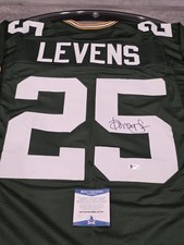 Dorsey Levens Autographed/Signed Jersey Beckett COA Green Custom Jersey 