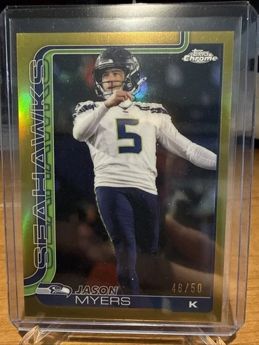 2025 Topps Chrome Football Jason Myers TRUE GOLD /50 #280 Seahawks