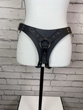 Womens Black Vegan Leather Harness Underwear Fully Adjustable Size Medium-Large