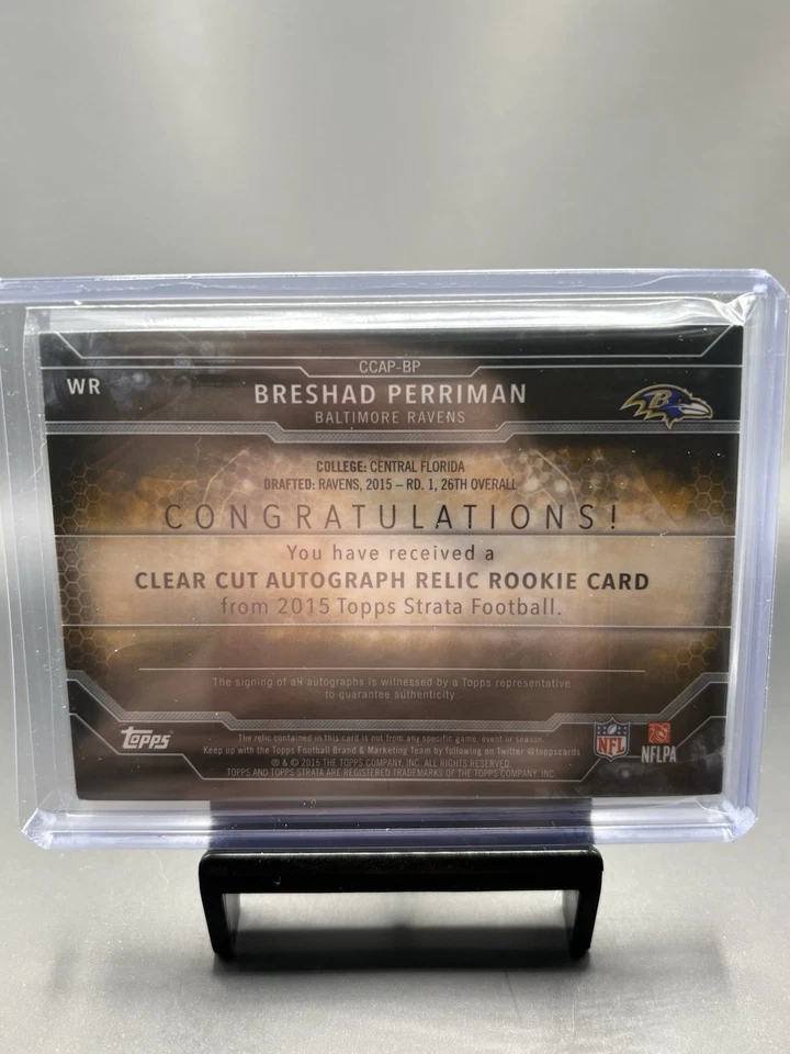 Breshad Perriman Topps Strata Clear Cut Rookie Relic Autographs Black /50 2015 - Image 2 of 2