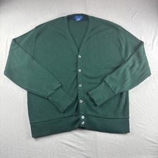 Vintage Towncraft Cardigan Mens L Green Made in USA Sweatshirt Grandpa Luxury