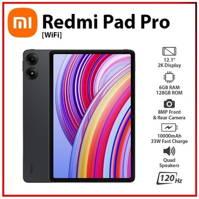 (Wi-Fi) Xiaomi Redmi Pad Pro 6GB+128GB GREY Octa Core Android PC Tablet (New)
