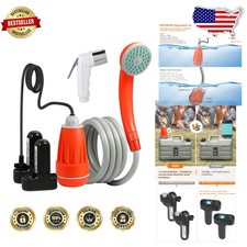 Rechargeable Portable Shower, 2 Detachable Batteries, 120 Min Power, Outdoor Use