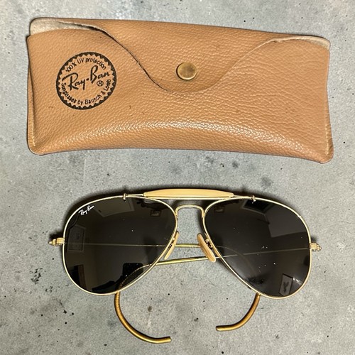 Vintage B&L Ray-Ban Aviator Sunglasses 58□14 USA Made G-15 Green w/ Case