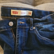 Levi's 511 Slim Boys Jeans Blue Denim Size 16 28x30 Dark Wash Cotton