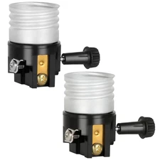 2 Pack UL Listed E26/E27 Light Socket Replacement with ON/Off Switch Knob, Lamp 