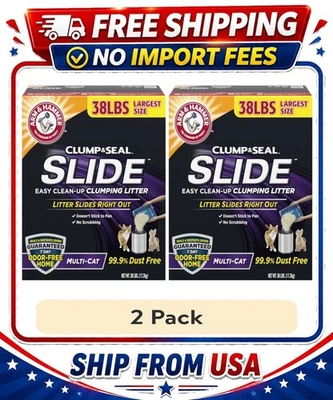 2 pack-ARM & HAMMER Clump & Seal SLIDE Cat Litter, Easy Clean-up Clumping Litter - Image 1 of 4