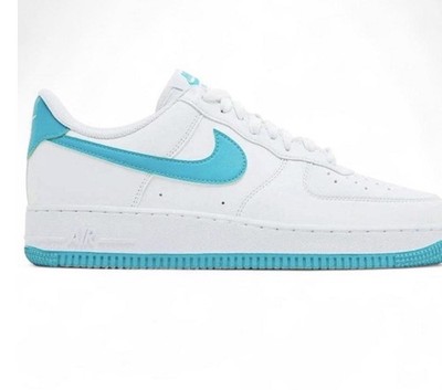 Nike Air Force 1 Low Top Lace-Up Leather Sneakers White/Blue Casual/Activewear