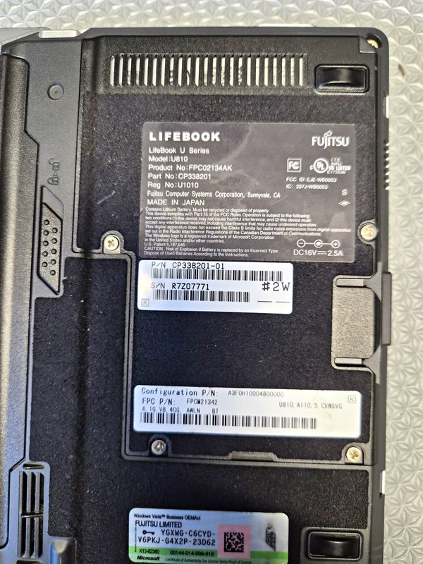 Fujitsu LifeBook U810 5.6in UMPC Intel Atom 1.6GHz 1GB RAM 40GB SSD Win7