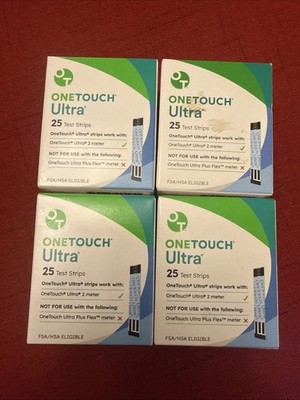 OneTouch Ultra 25 Test Strips  Expiration 8/2026-10/2026 Buy All Four Great Deal