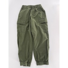 Uniqlo Kids Cargo Jogger Pants Olive Green Size 130 Boys Elastic Waist Cotton