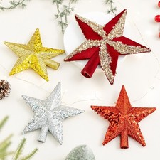 Plastic Christmas Tree Star 14cm Tree Top Ornament  Party Decor
