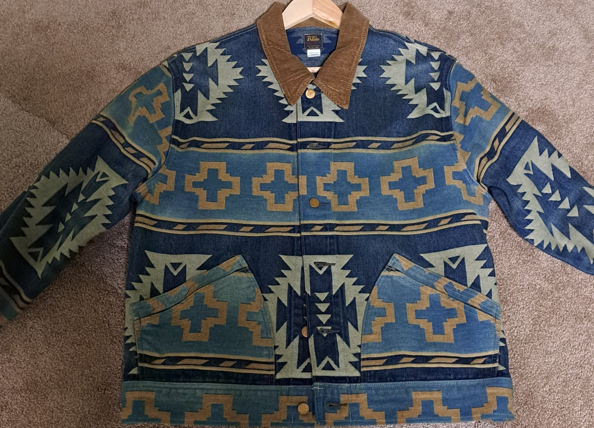 RRL Double RL Denim Southwestern Jacket XL Indigo Brown Corduroy