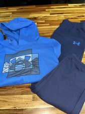 Under Armour Big Boy Youth Small Hoodie Jogger Set Blue NWT