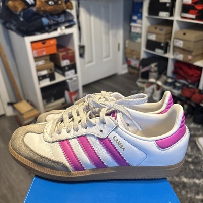 Adidas (GS) Kids 3.5 Samba OG J IH2873 White Purple Gray Gum