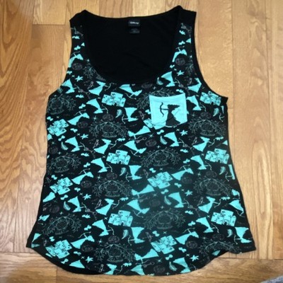 Disney Merida Graphic Sleeveless Tank Top Black Teal Pocket Scoop Neck M