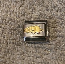 Image of New Gold Elephant Silver Italian Charm Fits 9mm Classic Nomination Bracelet