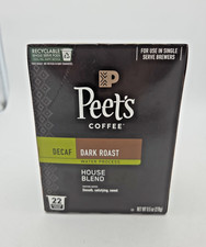 Peet  s Coffee Decaf 22ct House Blend K-Cup Pods for Keurig Dark Roast 10/29/2026