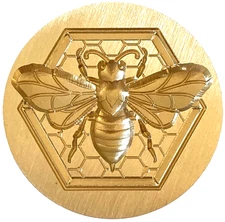 Beautifully-detailed 3D Bee inside Honeycomb frame - 1.2" Wax Seal Stamp head