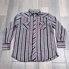 Vintage Wrangler Western Striped Flannel Shirt Pearl Snap - Fits Like XL
