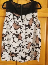 Loft black, brown, and white floral sleeveless top size M