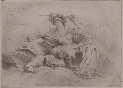 SAINT-NON, FRAGONARD, `JUSTITIA, GERECHTIGKEIT´ SOLIMENA, AQUATINTA 1773 - Bild 1 von 3