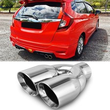 Dual 2.5" Inlet 3.5" Outlet 9.5" Length Stainless Exhaust Tip For Honda Fit Jazz