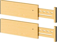 Bamboo Drawer Dividers 4" High, 12.8-18" Adjustable Drawer Organizers for Clothe