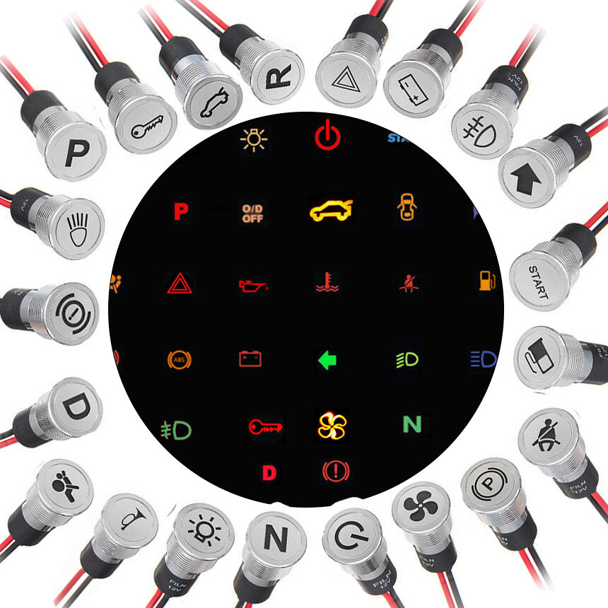 LED Dash Panel Warning Pilot Light Plug Indicator Car Van Boat 8 10 12 14 16mm E - Foto 12