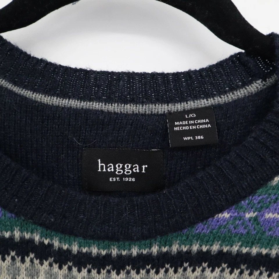 Suéter de Lana Haggar Para Hombres L Azul Marino Clásico Capas Tradicionales Atemporal Retro Cálido Foto 2 de 4