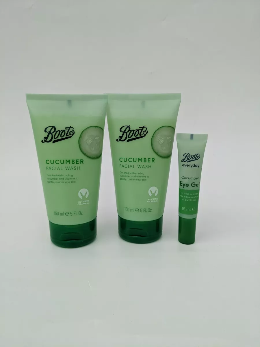 Set of BOOTS Cucumber 2x Facial Wash 150ml Eye Gel 15ml