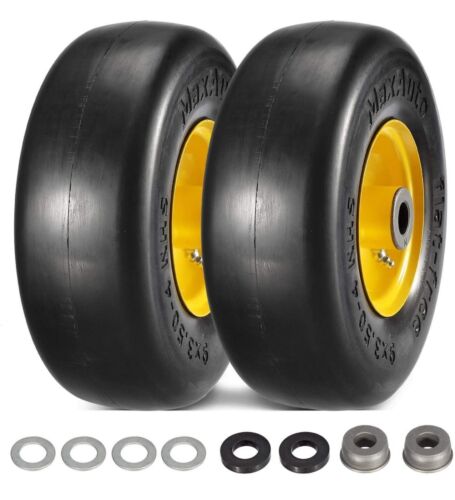 MaxAuto 9x3.50-4" Flat Free Lawnmower Tire on Wheel Replacement for King