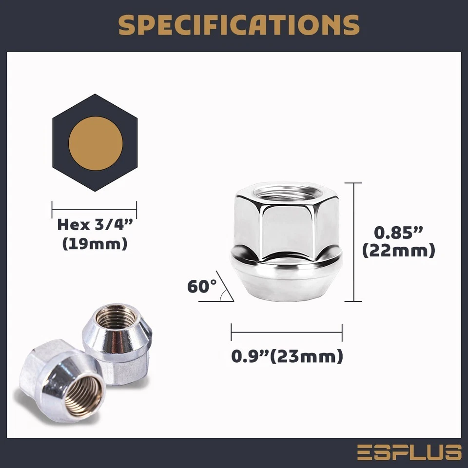 20 хромированных зажимных гаек Volvo Open Lug Nut M12x1,5 подходят для 740/745/760/780/940/960/C30/C70/S40 и т. д. - Изображение 3 из 4