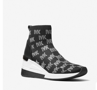 NIB Michael Kors Skyler Wedge Stretch Knit Sock High Top Sneaker