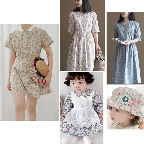 1*1.5m Floral Print Pure Cotton Poplin Fabric DIY Handmade Sewing Dress Cloth - Picture 10 of 41
