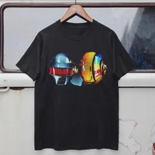 00s Daft Punk Happy basic black Retro style T shirt Unisex tee